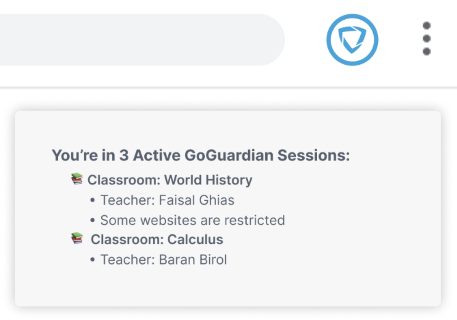 A screenshot of the new GoGuardian Teacher transparency icon